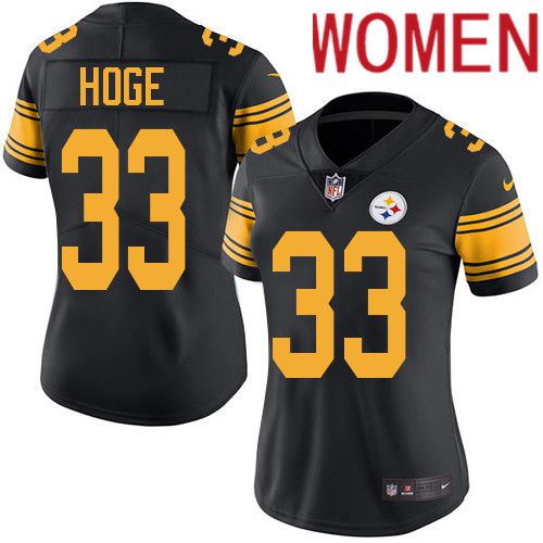 Women Pittsburgh Steelers #33 Merril Hoge Nike Black Vapor Limited Rush NFL Jersey->women nfl jersey->Women Jersey